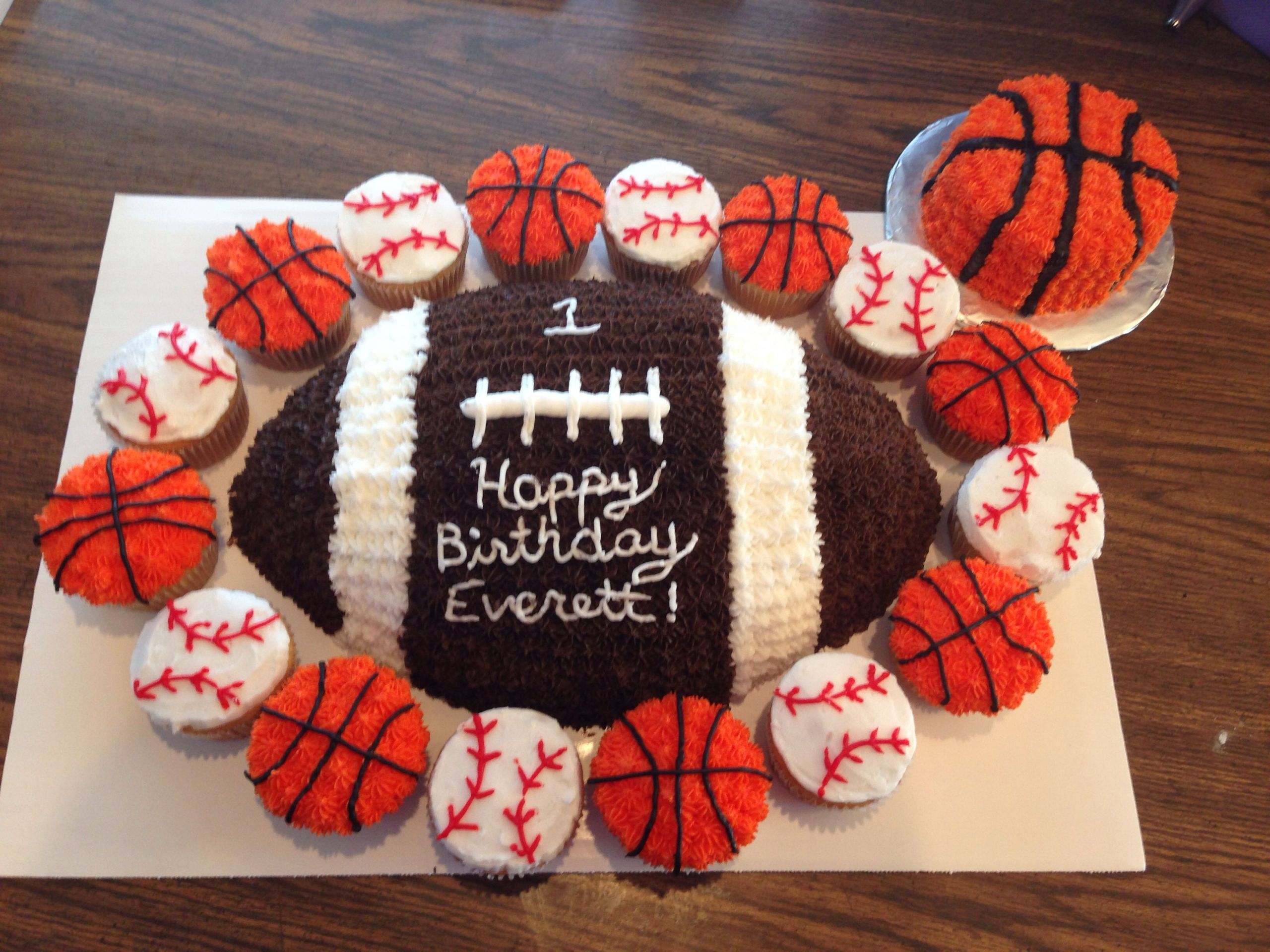 Sports Themed Birthday Cakes
 1st Birthday Sports themed cake with smash cake