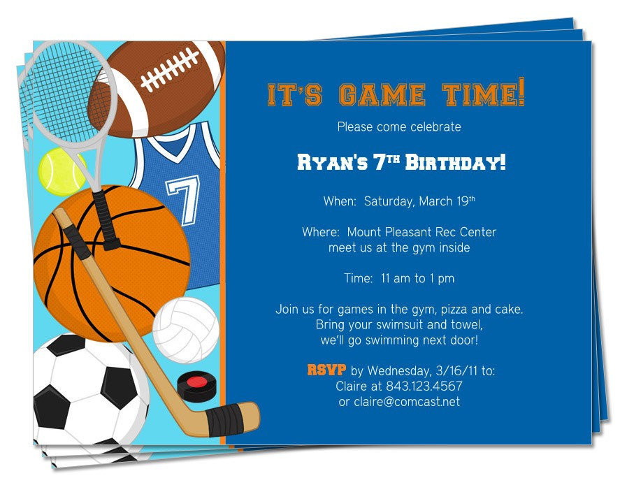 Sports Themed Birthday Invitations
 PRINTABLE Birthday Sports Theme Invitation by