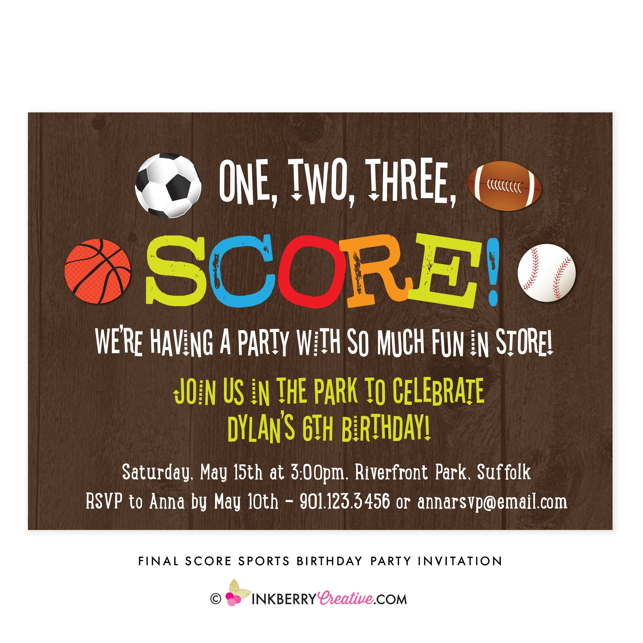 Sports Themed Birthday Invitations
 Final Score Kids Sports Theme Birthday Party Invitation