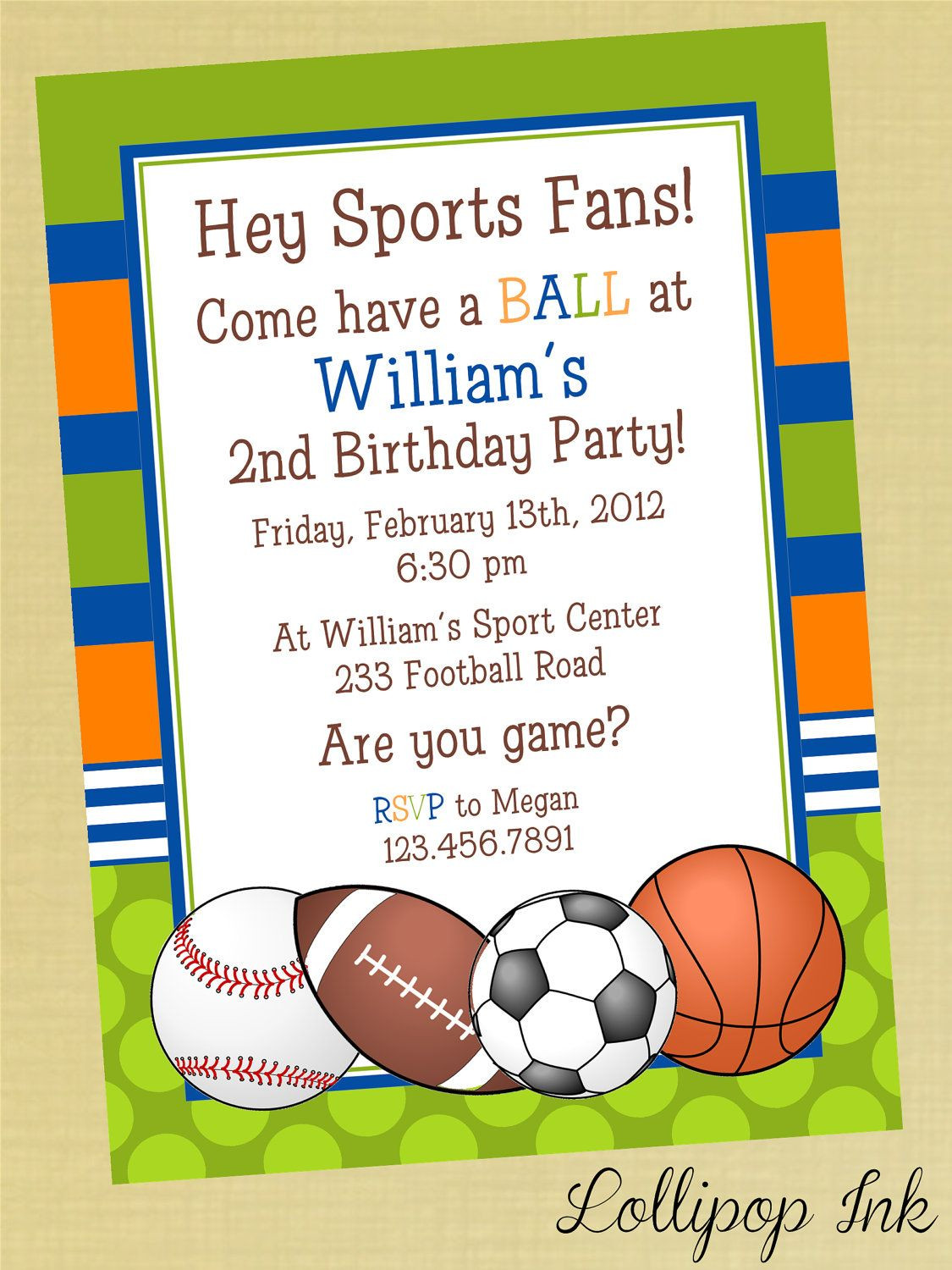 Sports Themed Birthday Invitations
 Sports Printable Birthday Invitation Personalized Sports