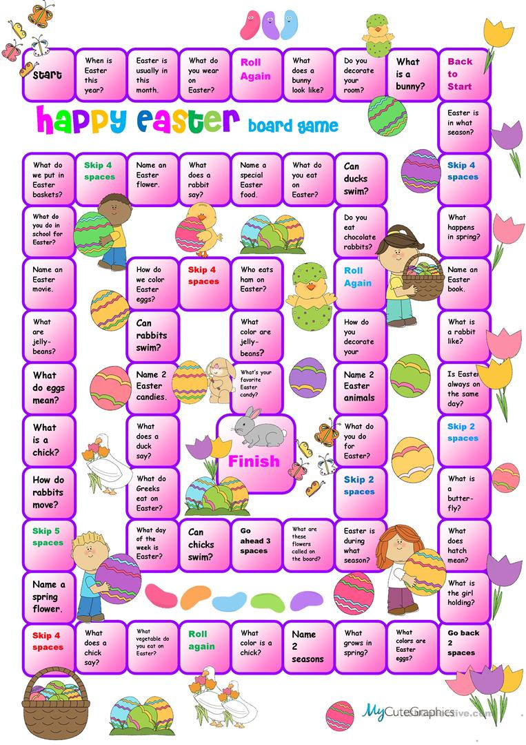 Spring Games For Adults
 Easy Easter Speaking Activity Boardgme worksheet Free