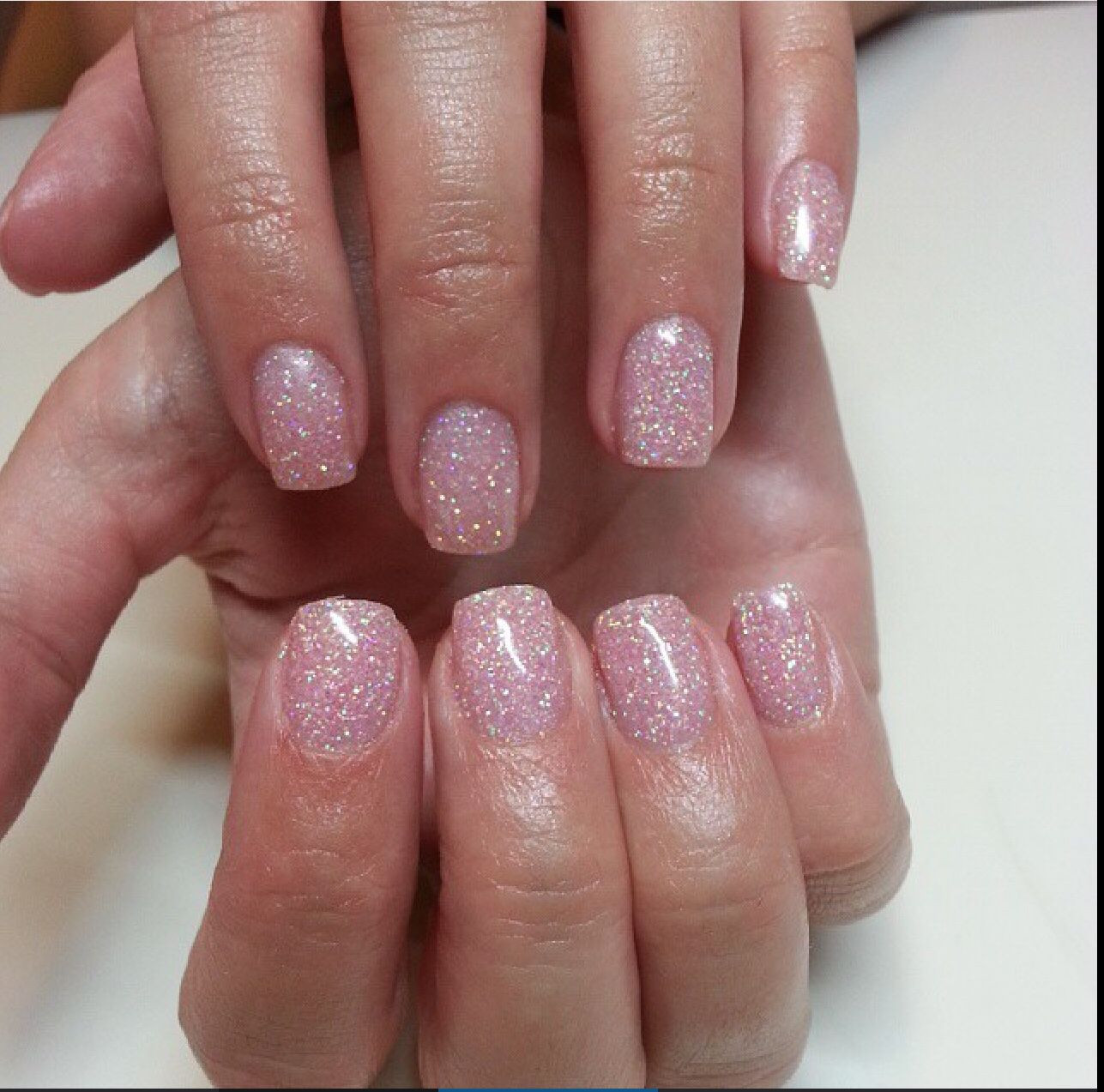 Square Glitter Nails
 I really love this one Pink glitter short square nails