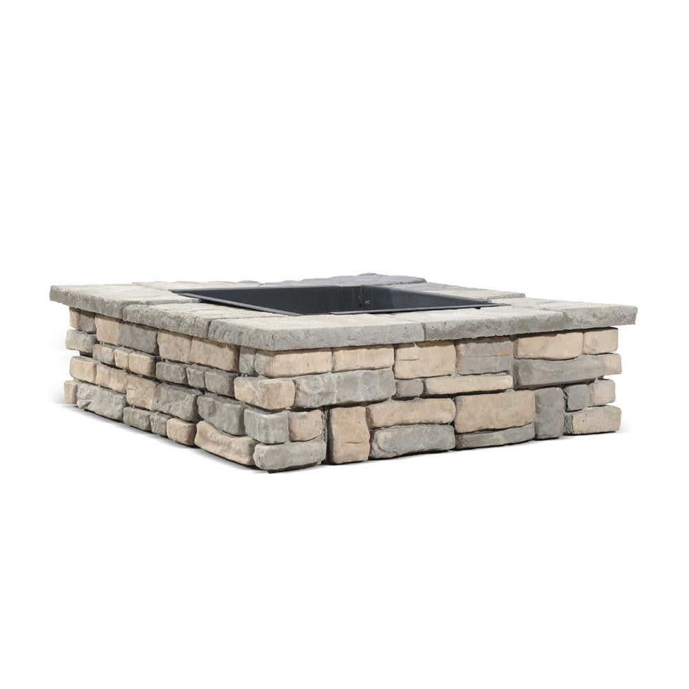 Square Stone Fire Pit
 Natural Concrete Products Co 28 in x 14 in Steel Wood