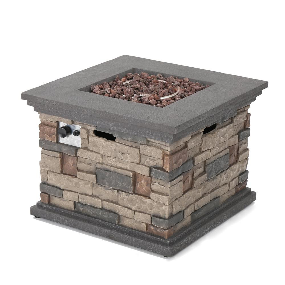Square Stone Fire Pit
 Noble House Chesney 32 in x 24 in Stone Square Outdoor