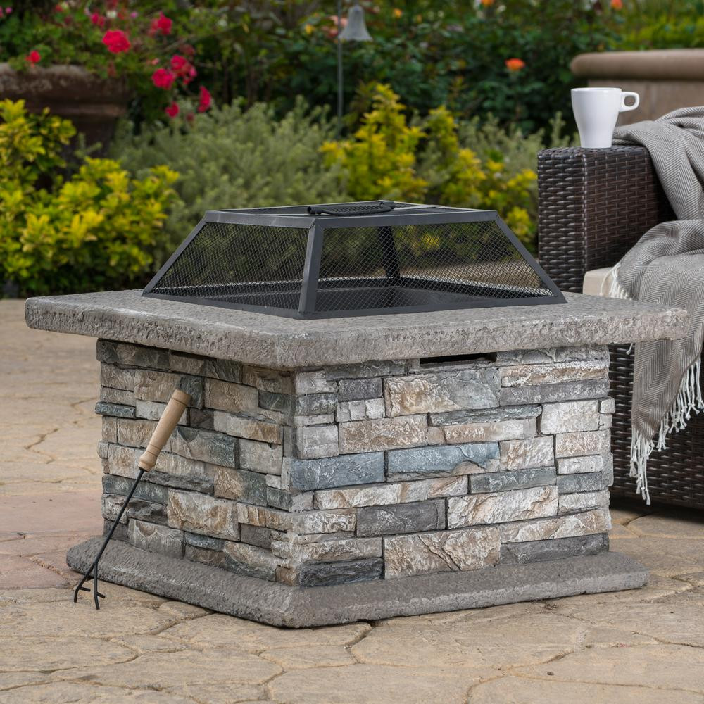 Square Stone Fire Pit
 RiverGrille Cowboy 31 in Charcoal Grill and Fire Pit