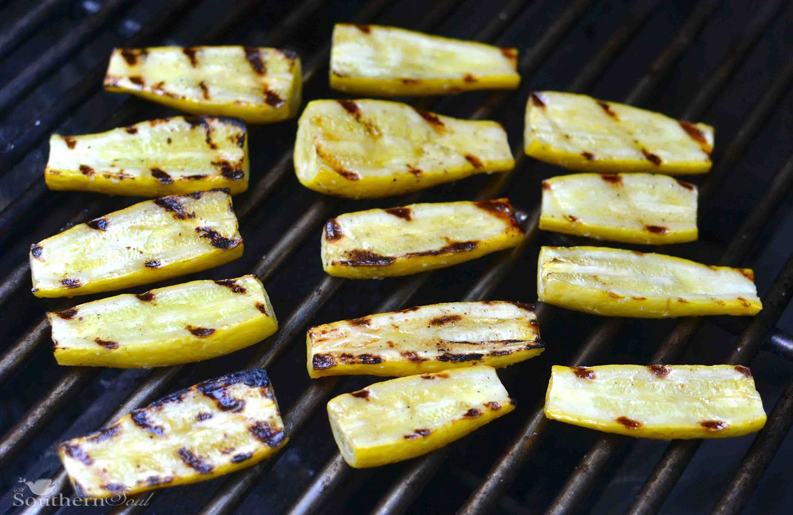 Squash On The Grill
 Grilled Yellow Squash with Lemon & Chive Vinaigrette A