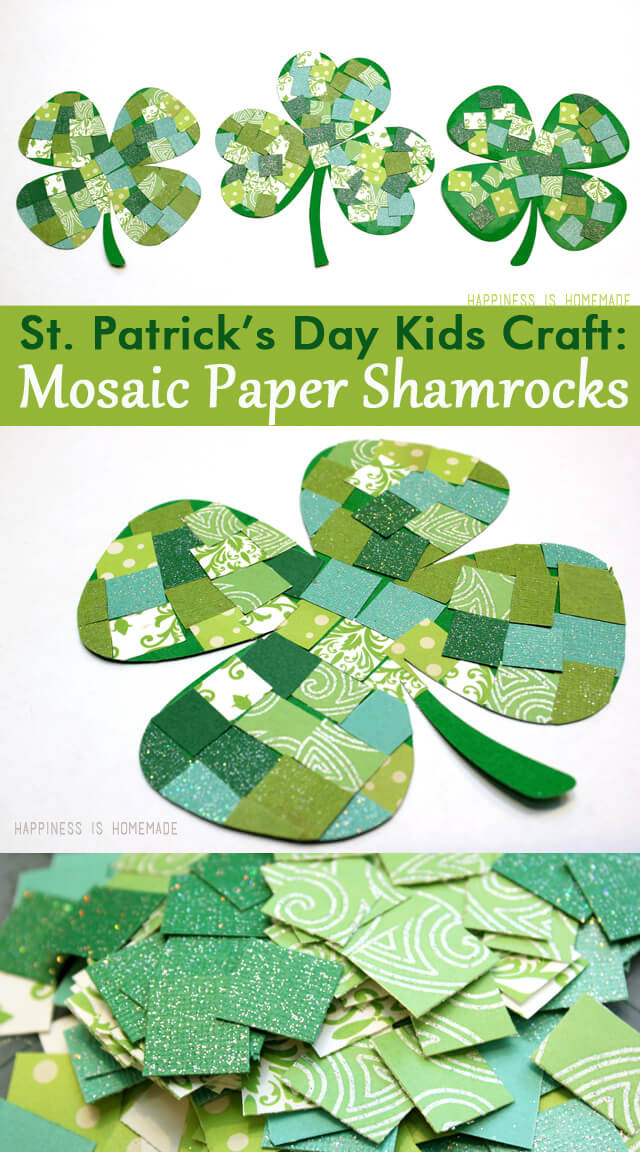 St Patrick Day Crafts For Adults
 St Patrick s Day Kids Craft Mosaic Paper Shamrocks