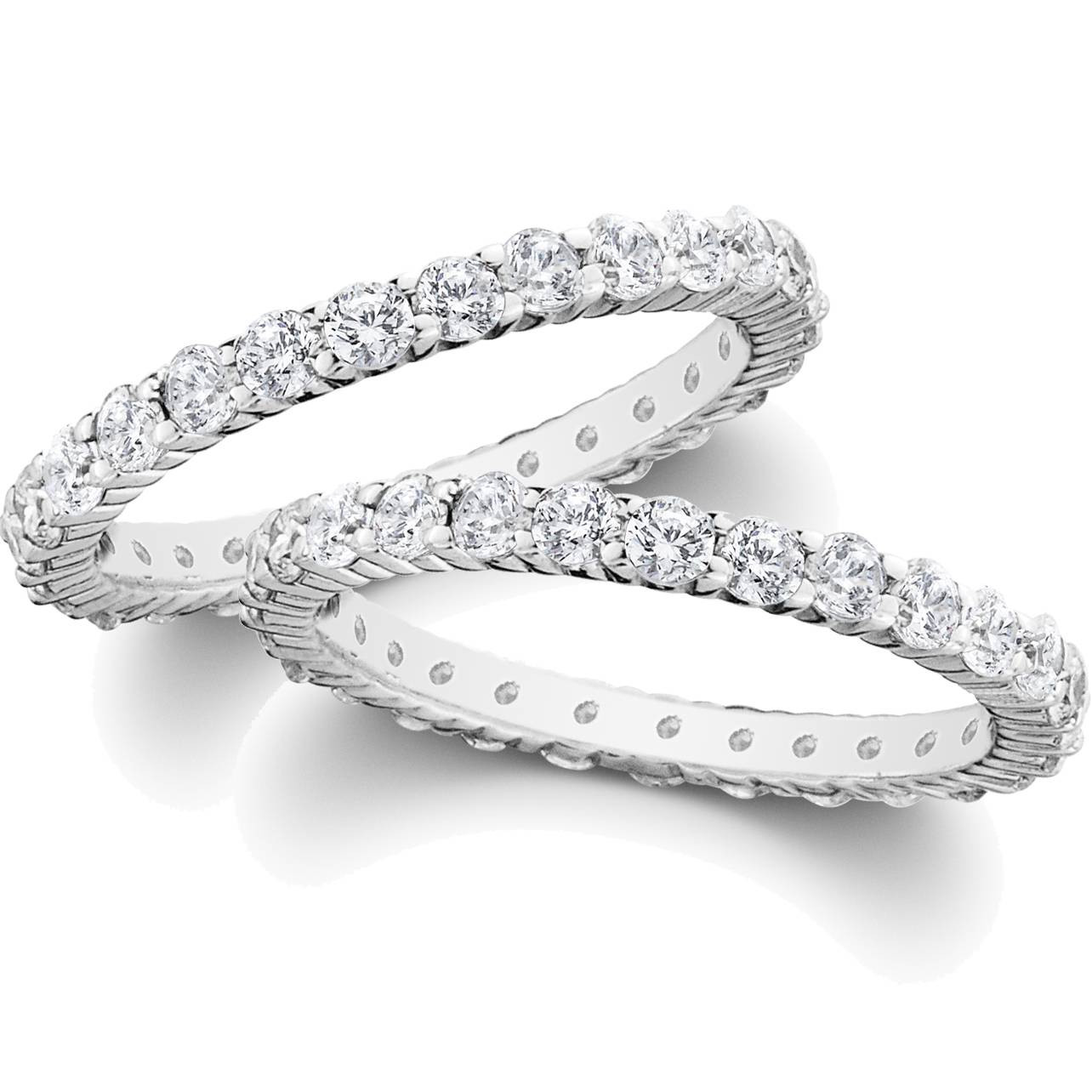 Stacked Wedding Rings Set
 2ct Diamond Eternity Stackable Wedding Rings Set 14K White