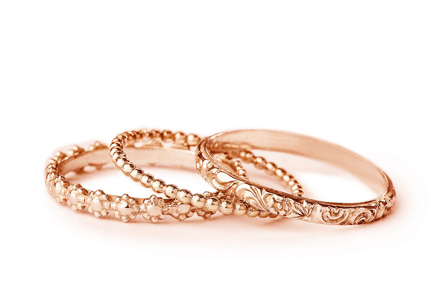 Stacked Wedding Rings Set
 Womens Stackable Wedding Ring Set Rose Gold Wedding Band Set