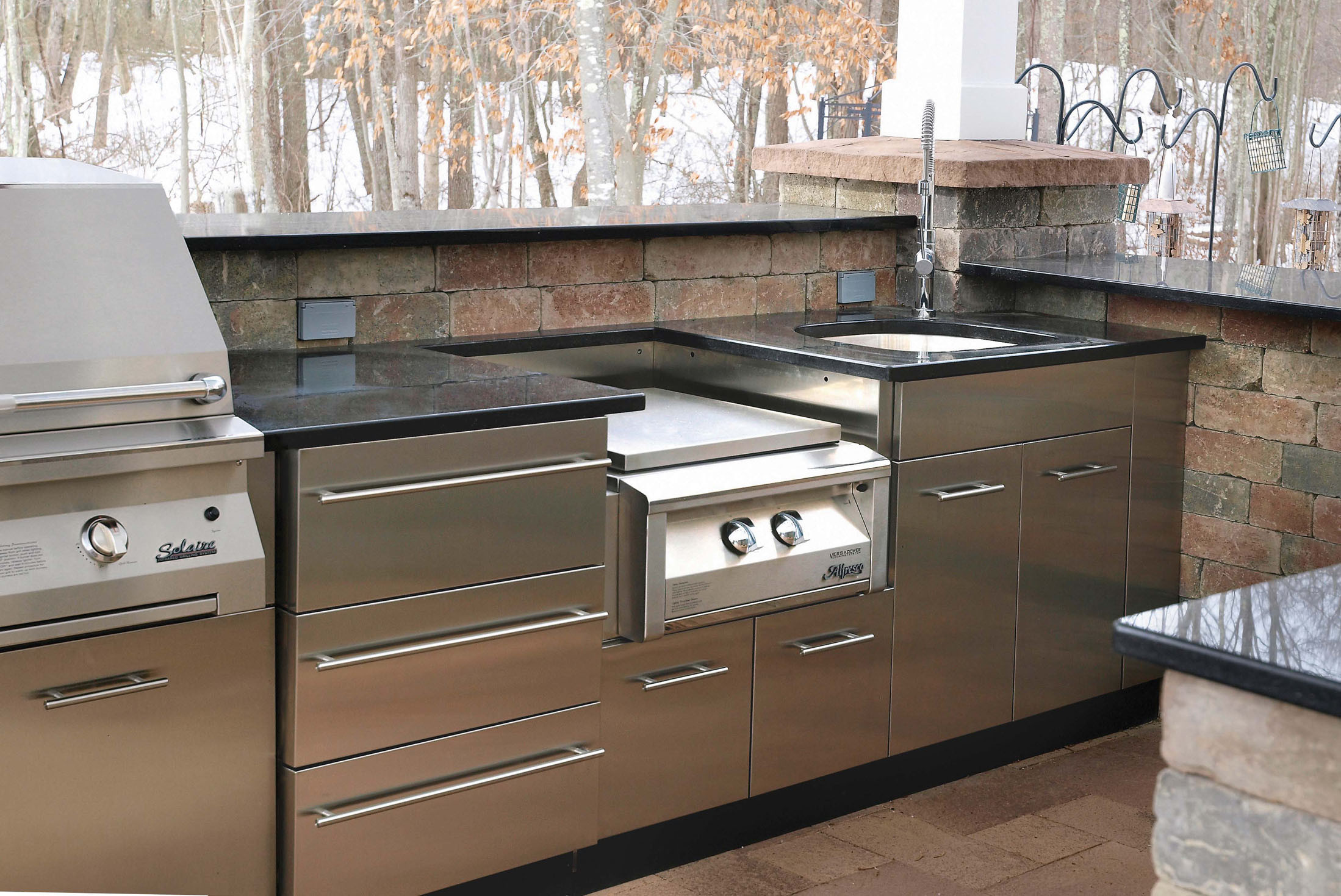 Stainless Steel Outdoor Kitchen
 Outdoor Stainless Kitchen in winter in CT