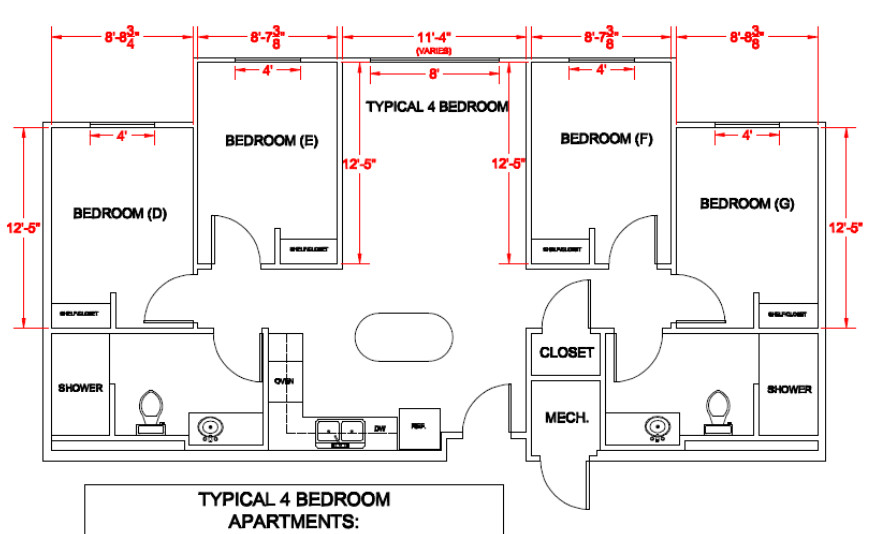 Standard Bedroom Dimensions
 Panther Village