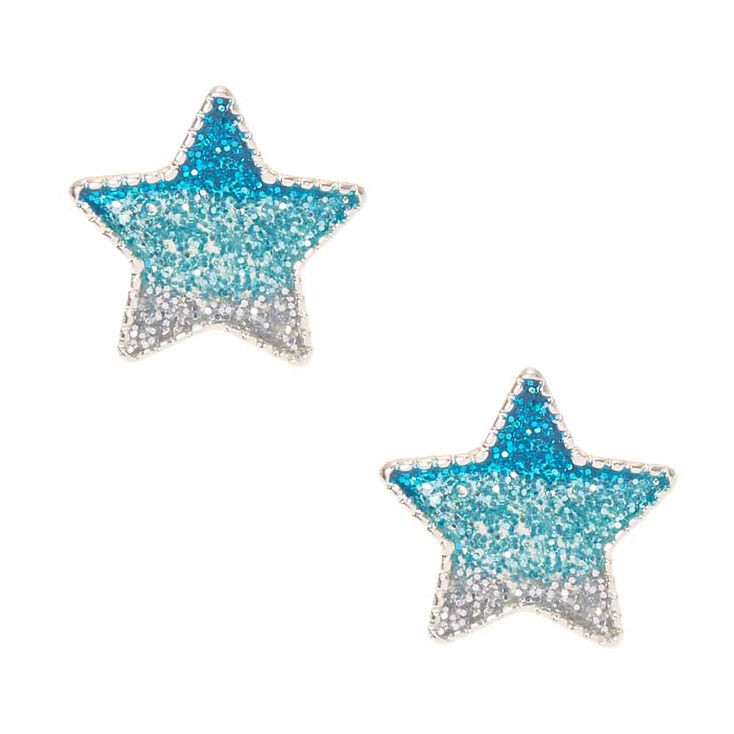 Star Stud Earrings
 Blue Glitter Ombre Star Stud Earrings