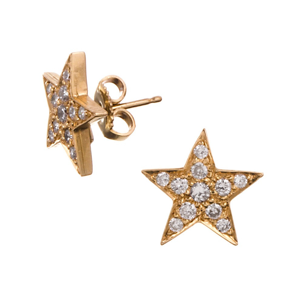 Star Stud Earrings
 Craig Drake Diamond Gold Star Stud Earrings at 1stdibs