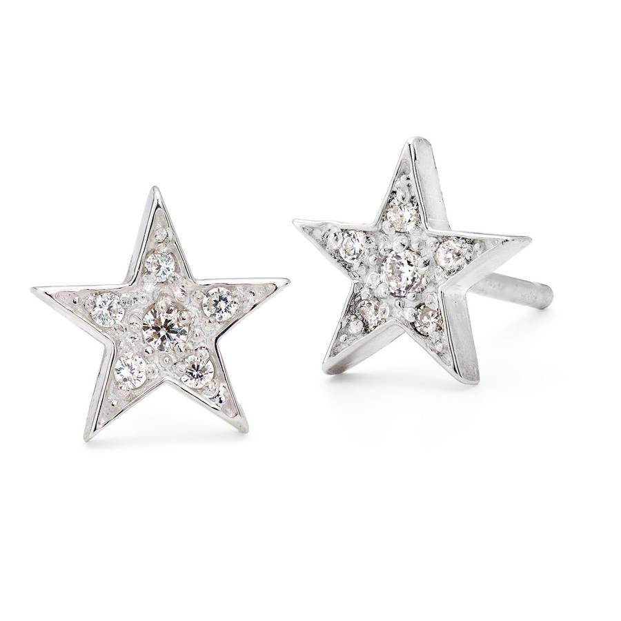 Star Stud Earrings
 star stud earrings in silver and gold by harry rocks