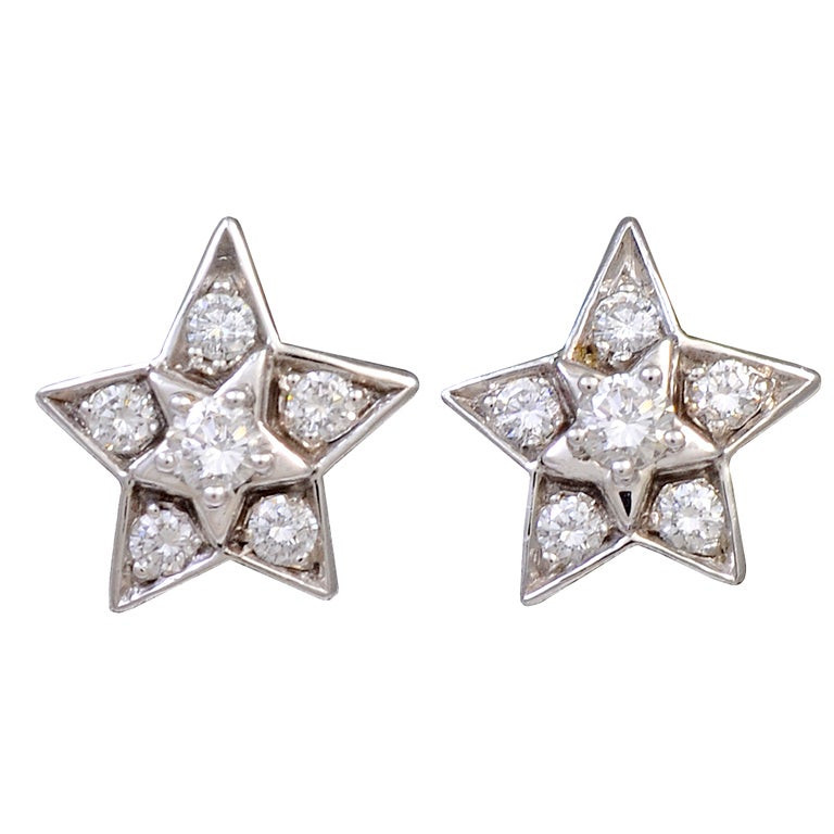 Star Stud Earrings
 CHANEL Diamond Star Stud Earrings at 1stdibs