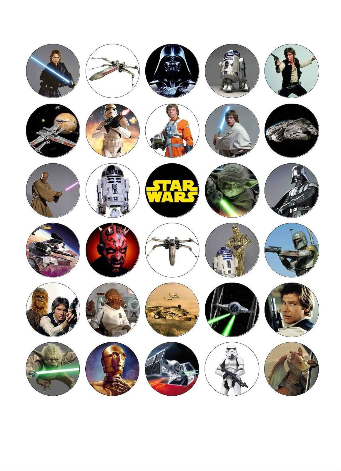 Star Wars Birthday Cake Toppers
 30 X STAR WARS Edible Wafer Paper Cupcake cake toppers