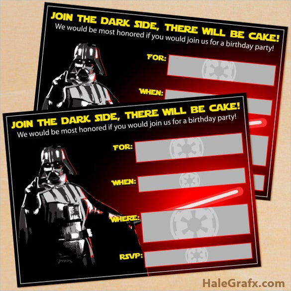 Star Wars Birthday Invitations Printable
 20 Star Wars Birthday Invitation Template Word PSD