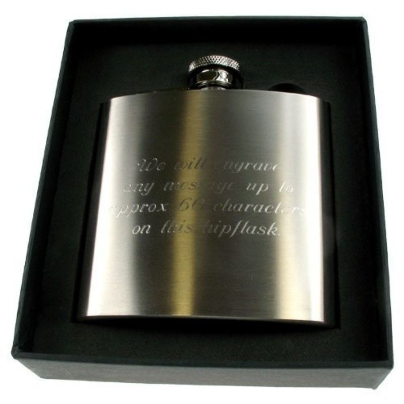 Steel Anniversary Gift Ideas
 Engraved Brushed Steel Hip Flask Anniversary Gift for Him