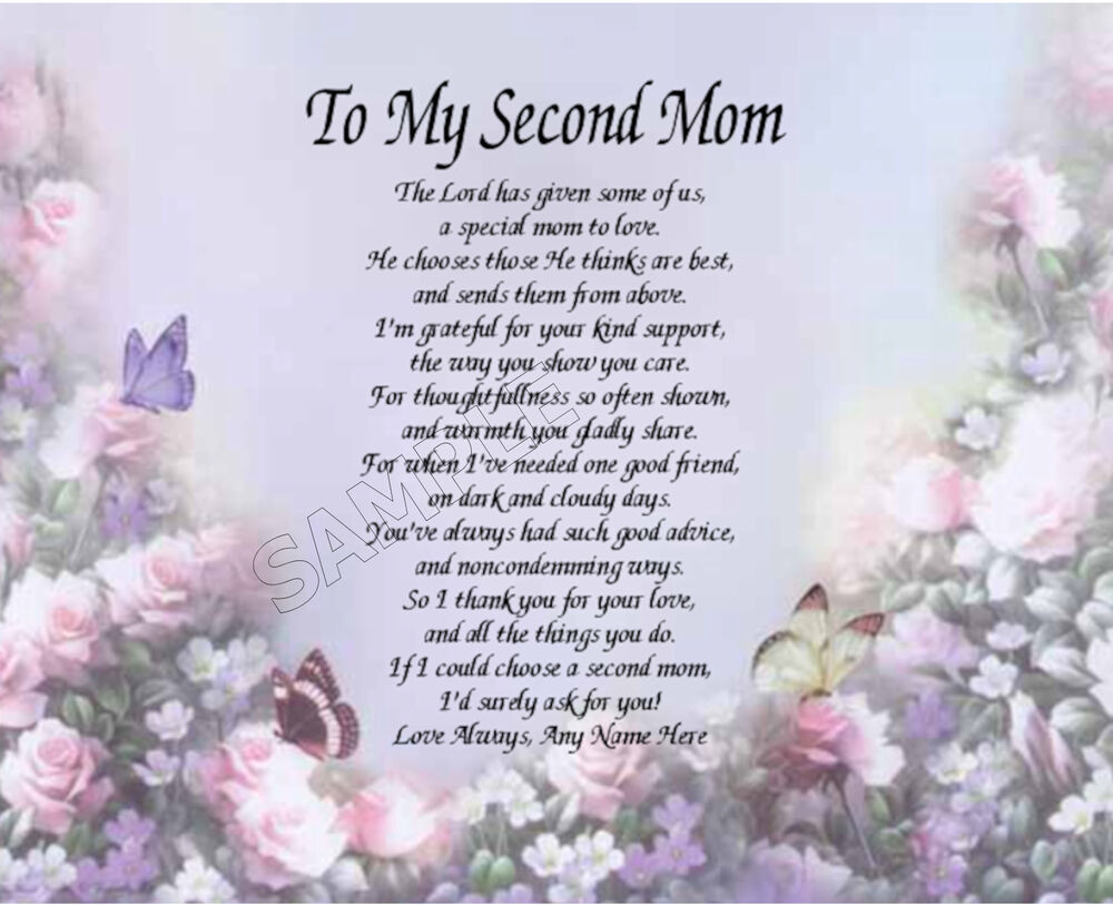 Step Mother Quotes
 TO MY SECOND MOM PERSONALIZED ART POEM MEMORY BIRTHDAY