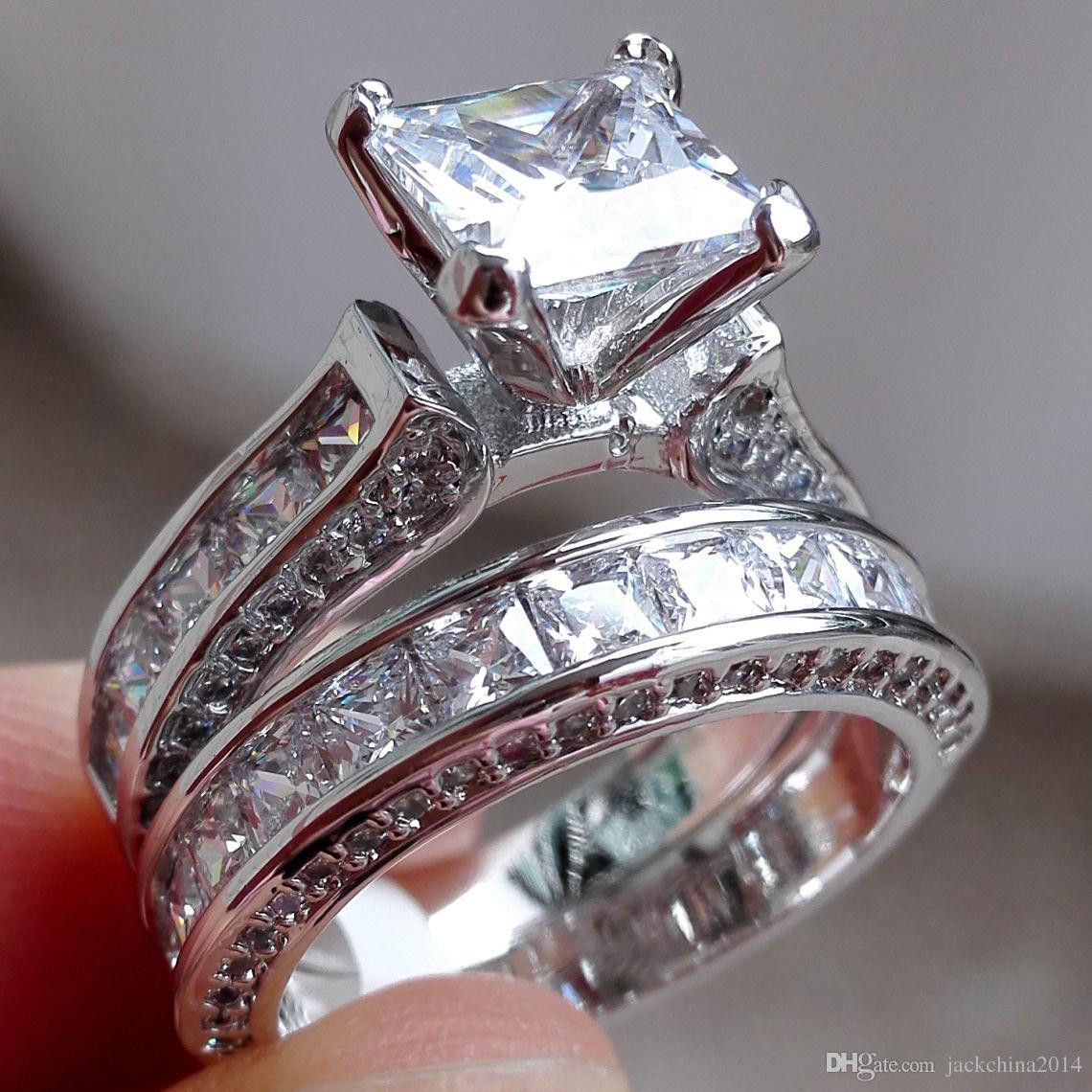 Sterling Silver Diamond Wedding Ring Sets
 2019 Victoria Wieck Luxury Jewelry Princess Cut 7 5mm