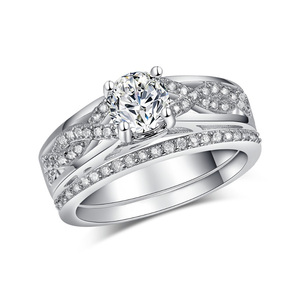 Sterling Silver Diamond Wedding Ring Sets
 Sterling silver jewelry Fashion bridal sets ring for women