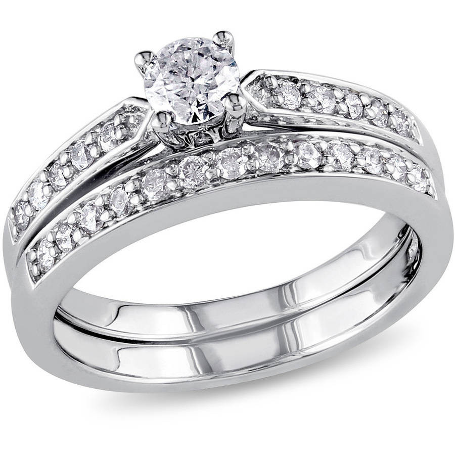 Sterling Silver Diamond Wedding Ring Sets
 Miabella 1 2 Carat T W Diamond Sterling Silver Bridal
