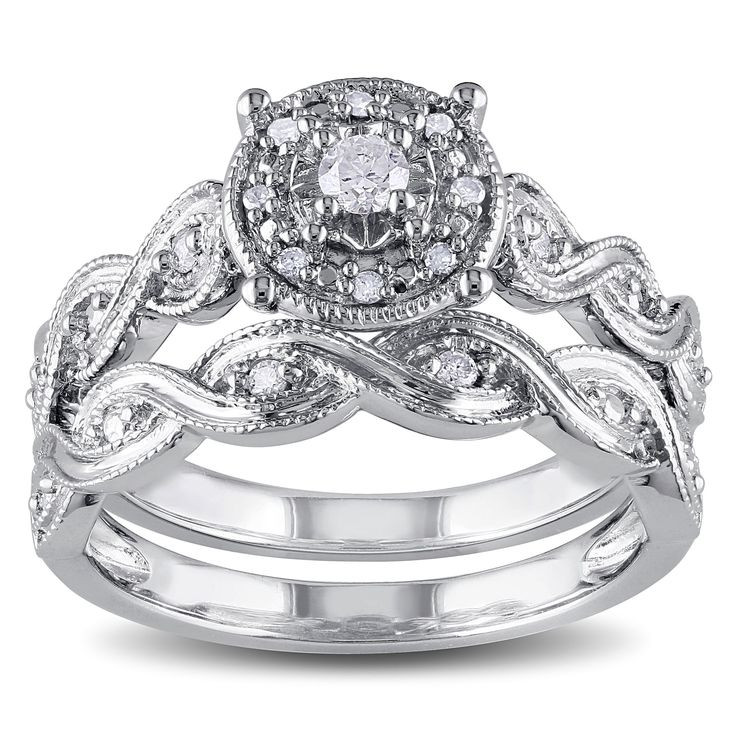 Sterling Silver Wedding Ring Sets
 Miadora Sterling Silver 1 5ct TDW Diamond Infinity