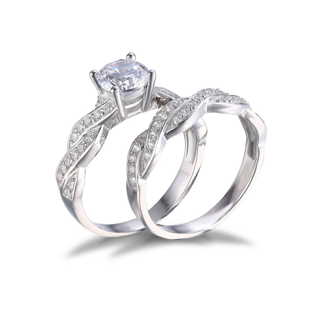 Sterling Silver Wedding Ring Sets
 Jewelrypalace 1 5ct CZ Wedding Bridal Sets Ring Solid 925