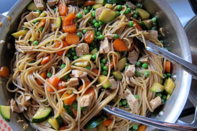 Stir Fry With Noodles
 chicken & ve able stir fry with noodles