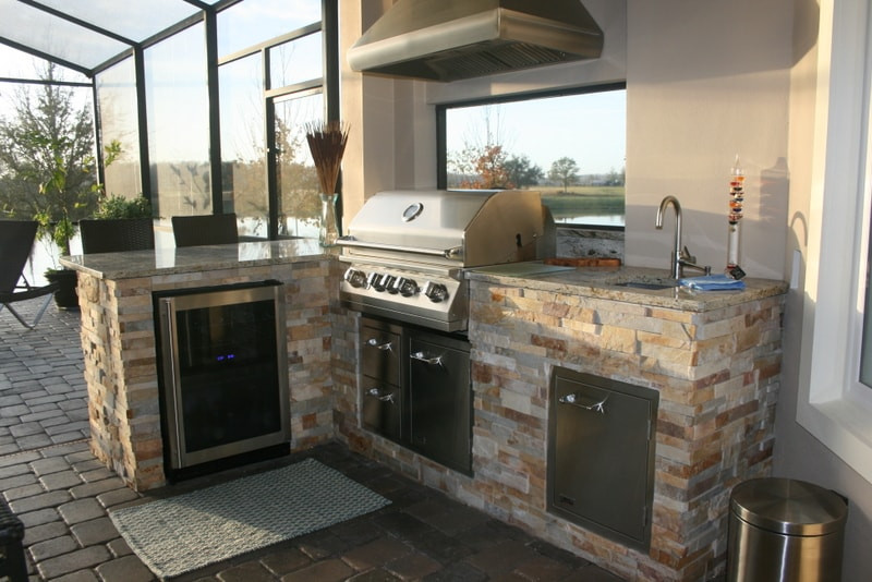 Stone Outdoor Kitchen
 Aztec Stone Veneer for Outdoor Kitchen in Florida
