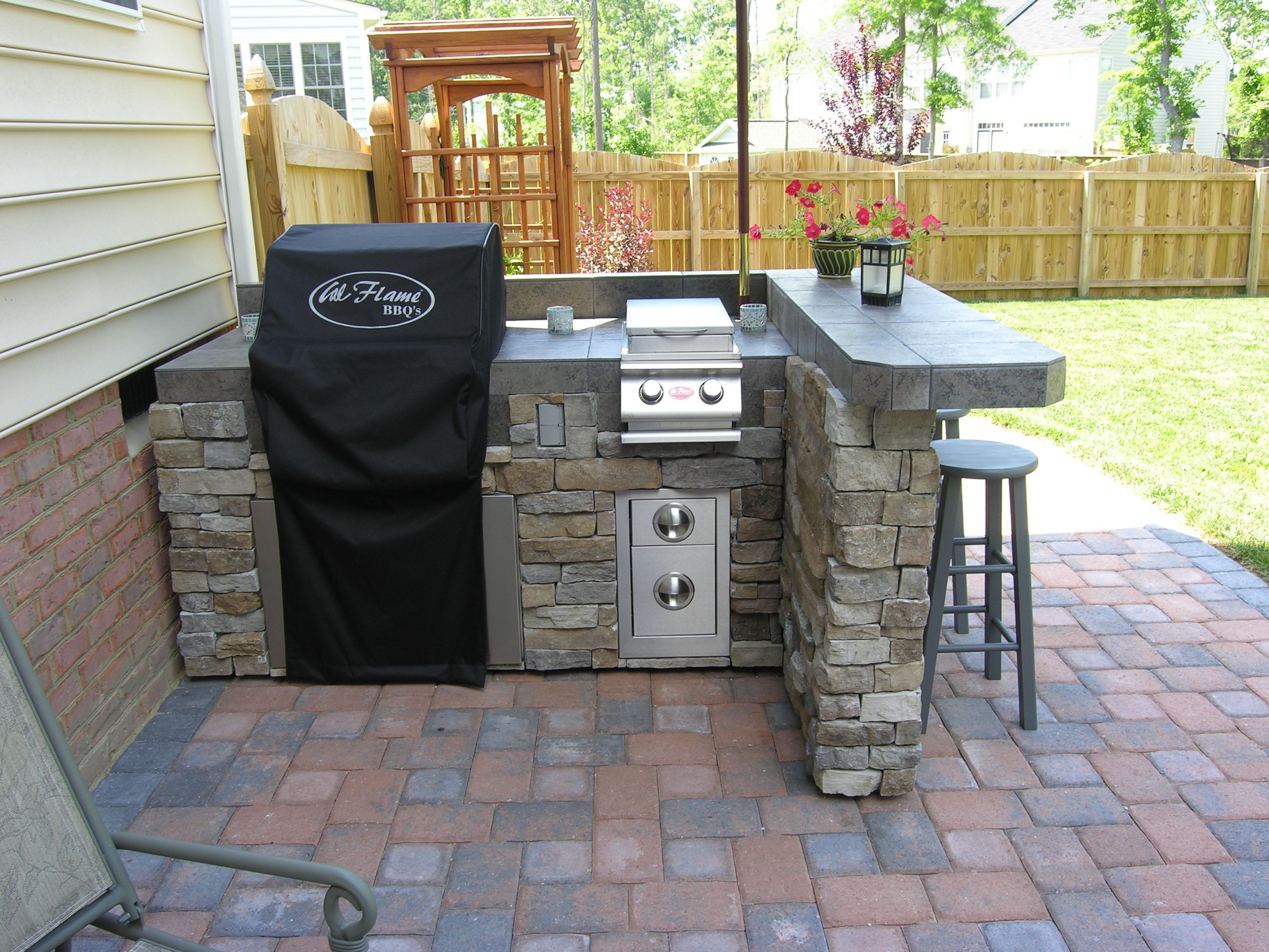 Stone Outdoor Kitchen
 built in grills