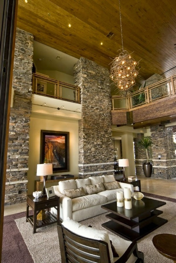Stone Wall Living Room
 Living room design ideas natural stone wall in the interior