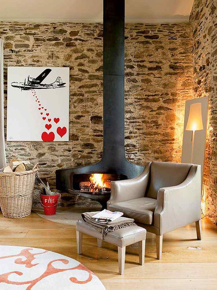 Stone Wall Living Room
 Natural stone wall in the living room the charm of real