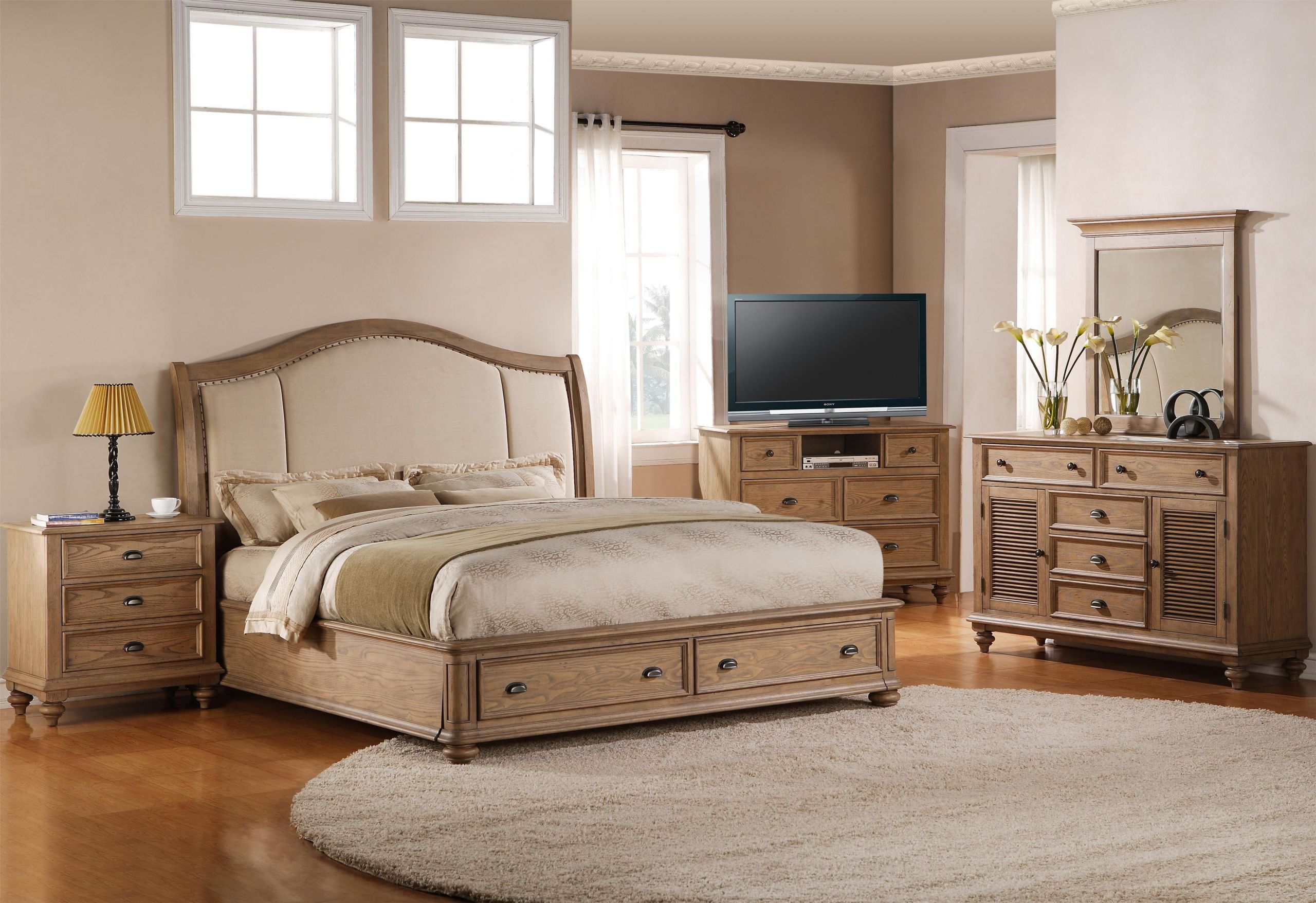 Storage Bed Bedroom Set
 Full Queen Upholstered Headboard Bed with Storage