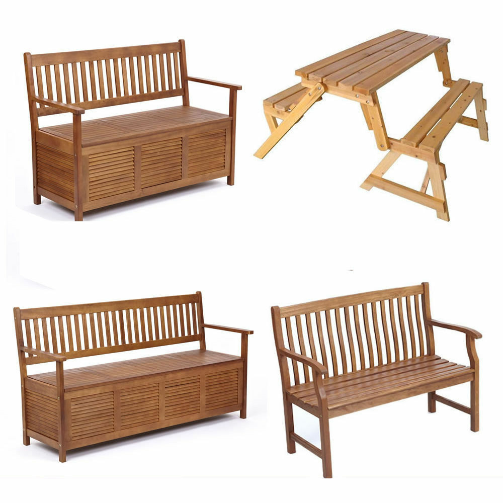 Storage Bench Outside
 Garden Patio Outdoor Solid Hardwood Wooden Bench Seat