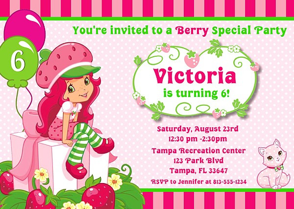 Strawberry Shortcake Birthday Invitations
 Strawberry Shortcake Birthday Party Invitations — FREE
