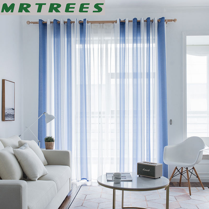 Striped Kitchen Curtains
 METREES Striped Modern Tulle Curtains for Living Room