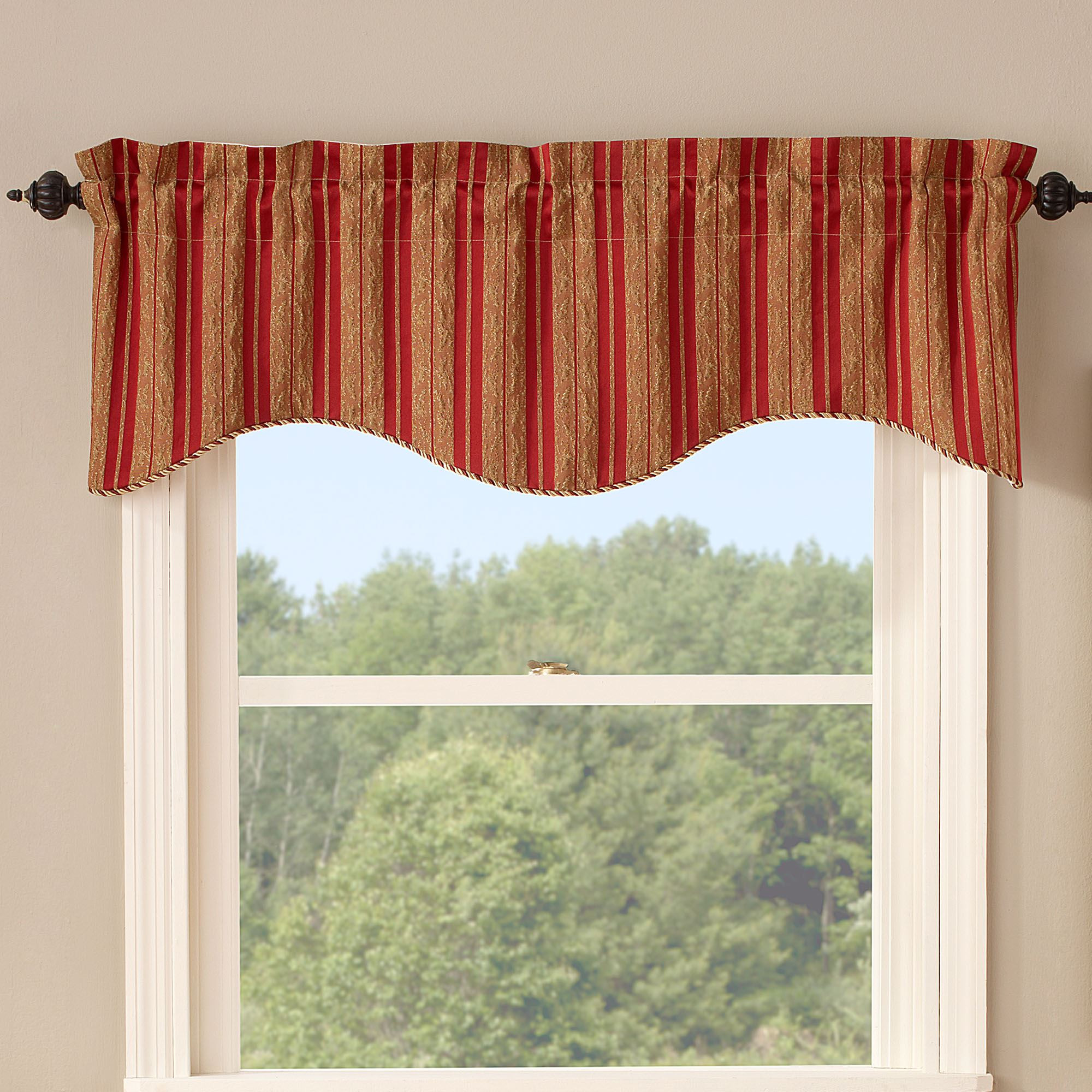 Striped Kitchen Curtains
 Cooper Striped Scalloped Window Valance
