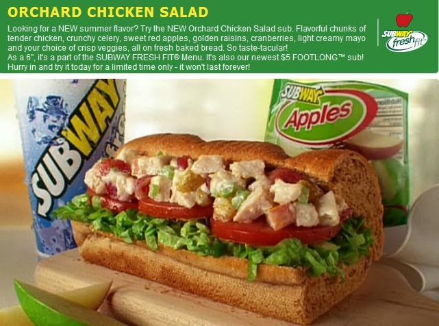 Subway Chicken Salad Sandwich
 How Many Calories in a Subway Orchard Chicken Salad