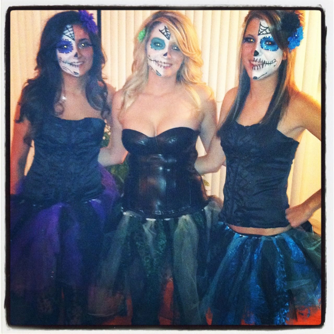 Sugar Skull Costume DIY
 Sugar skull costumes w homemade tutus