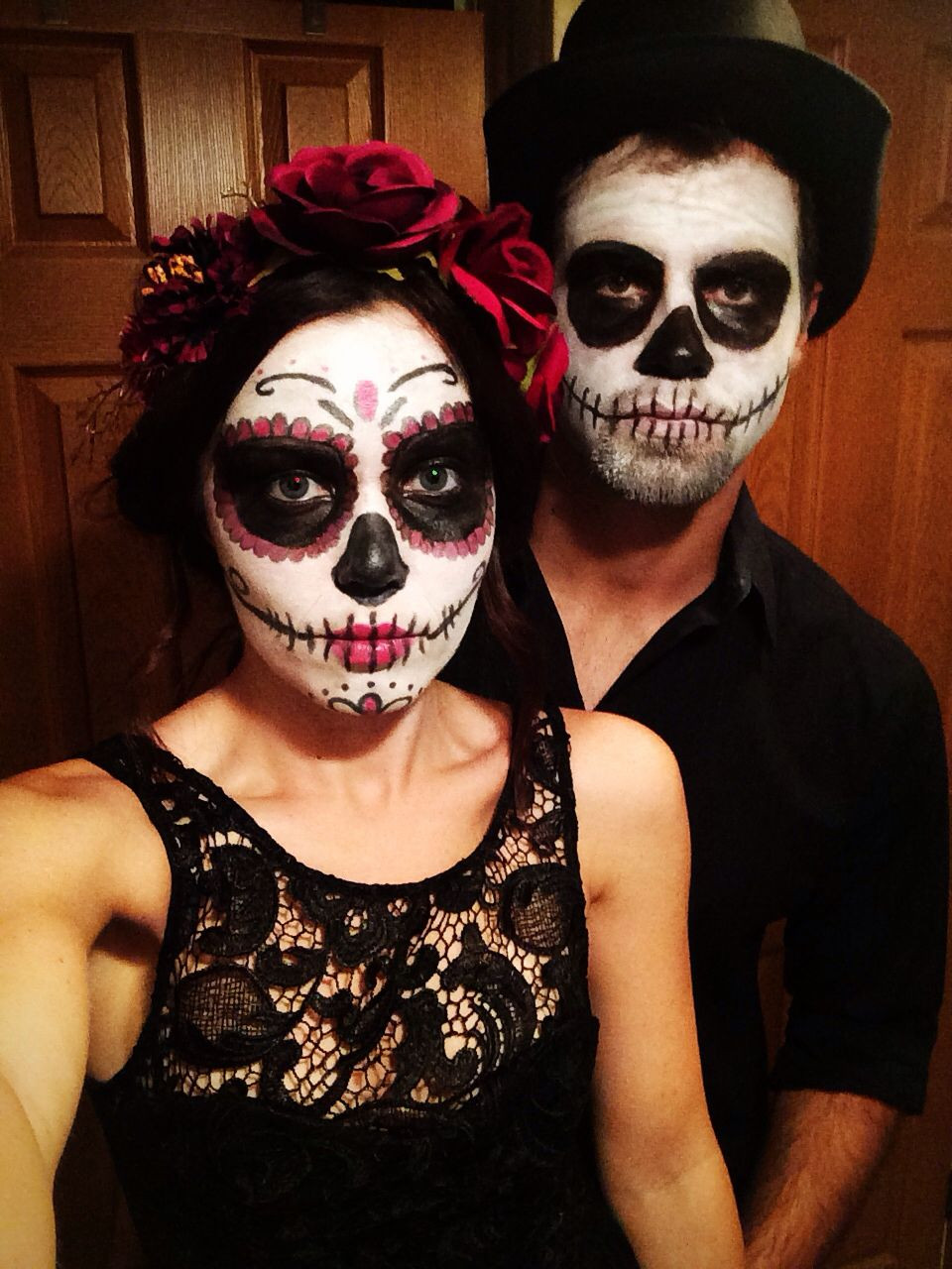 Sugar Skull Costume DIY
 Day of the dead sugar skull makeup couple Halloween