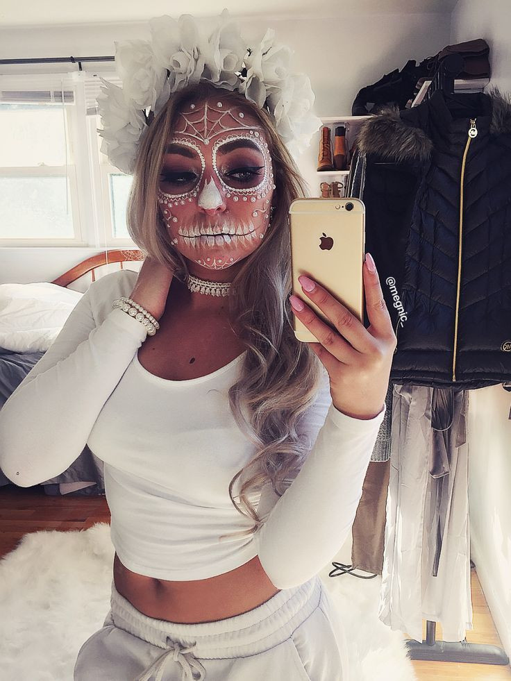 Sugar Skull Costume DIY
 White sugar skull makeup …