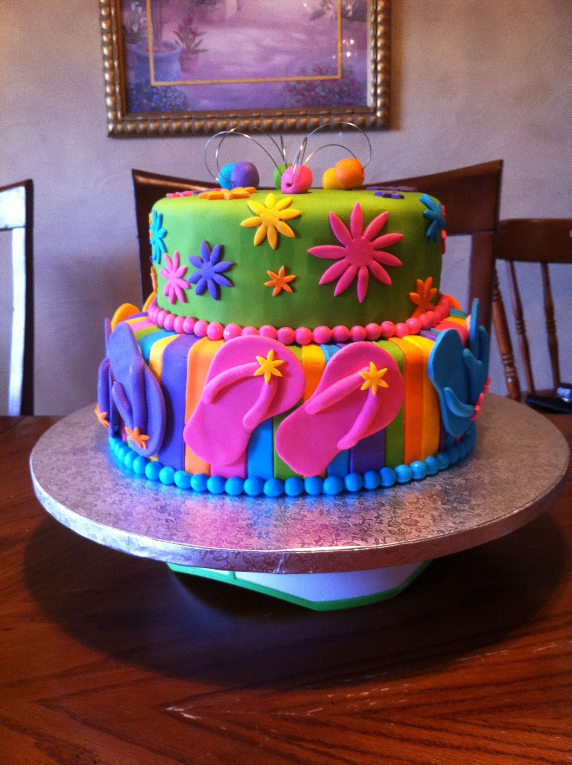 Summer Birthday Cakes
 Flip Flop Cake Fun summer birthday cake with flip flops