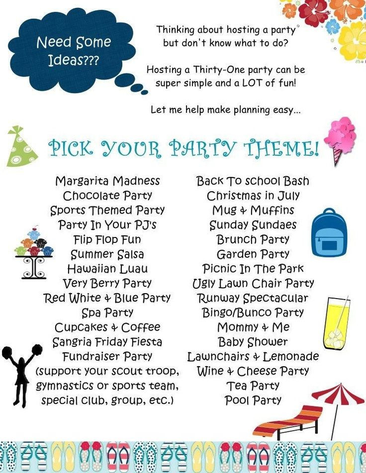 Summer Party Name Ideas
 1000 images about Thirty one Party ideas FUN on