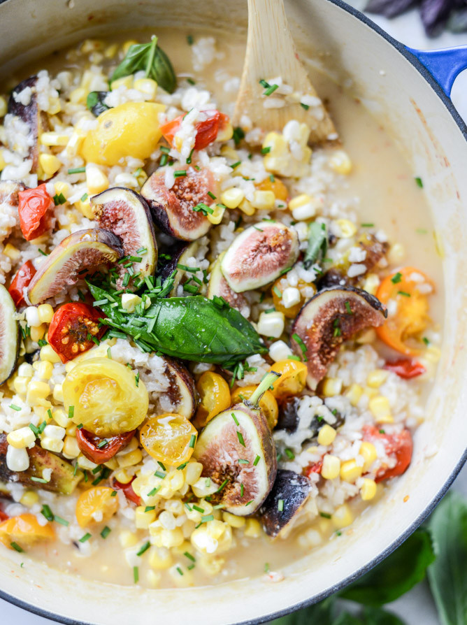 Summer Risotto Recipes
 Late Summer Risotto with Roasted Tomatoes Corn and Figs