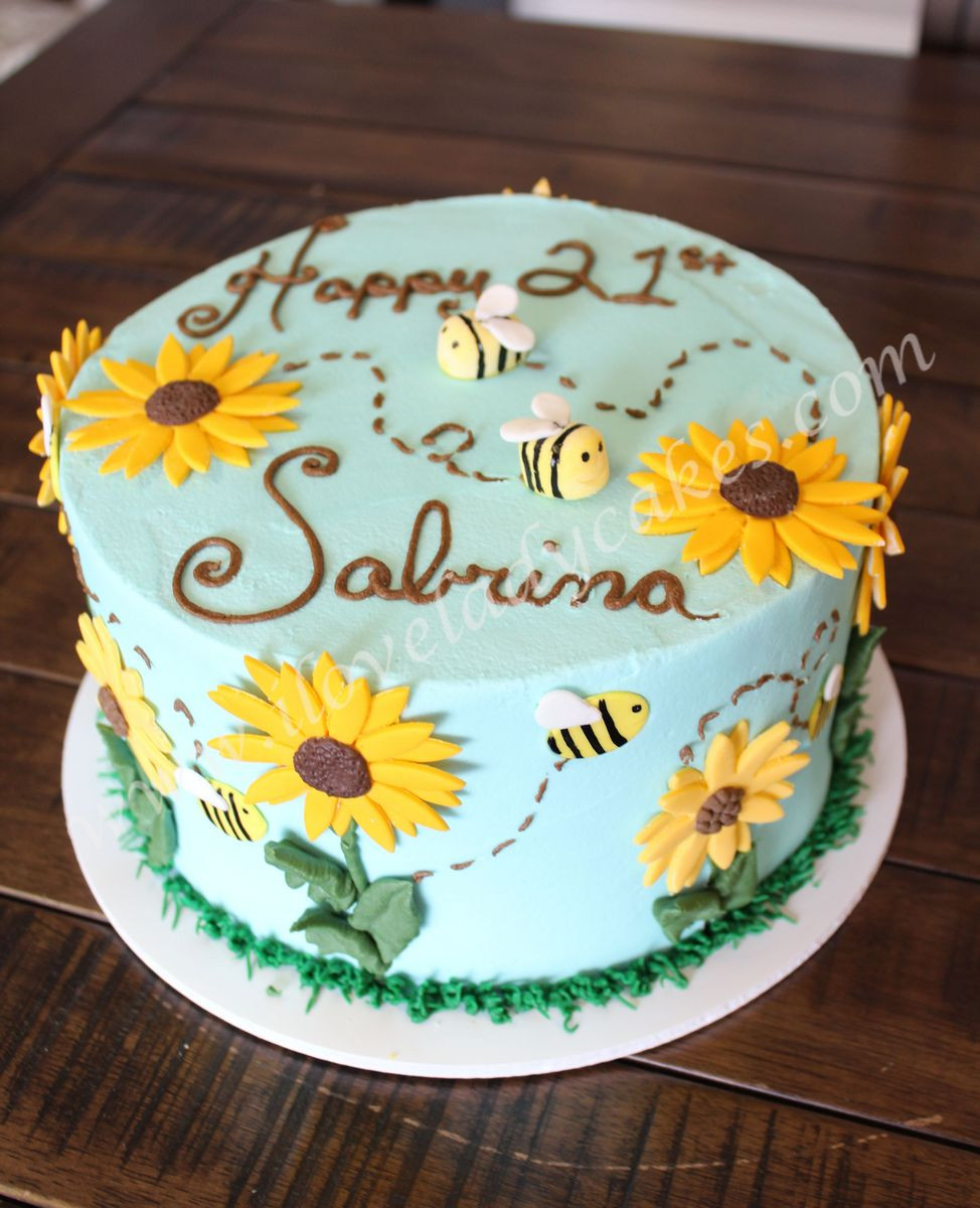 Sunflower Birthday Cake
 sunflower cake LadyCakes Bakery
