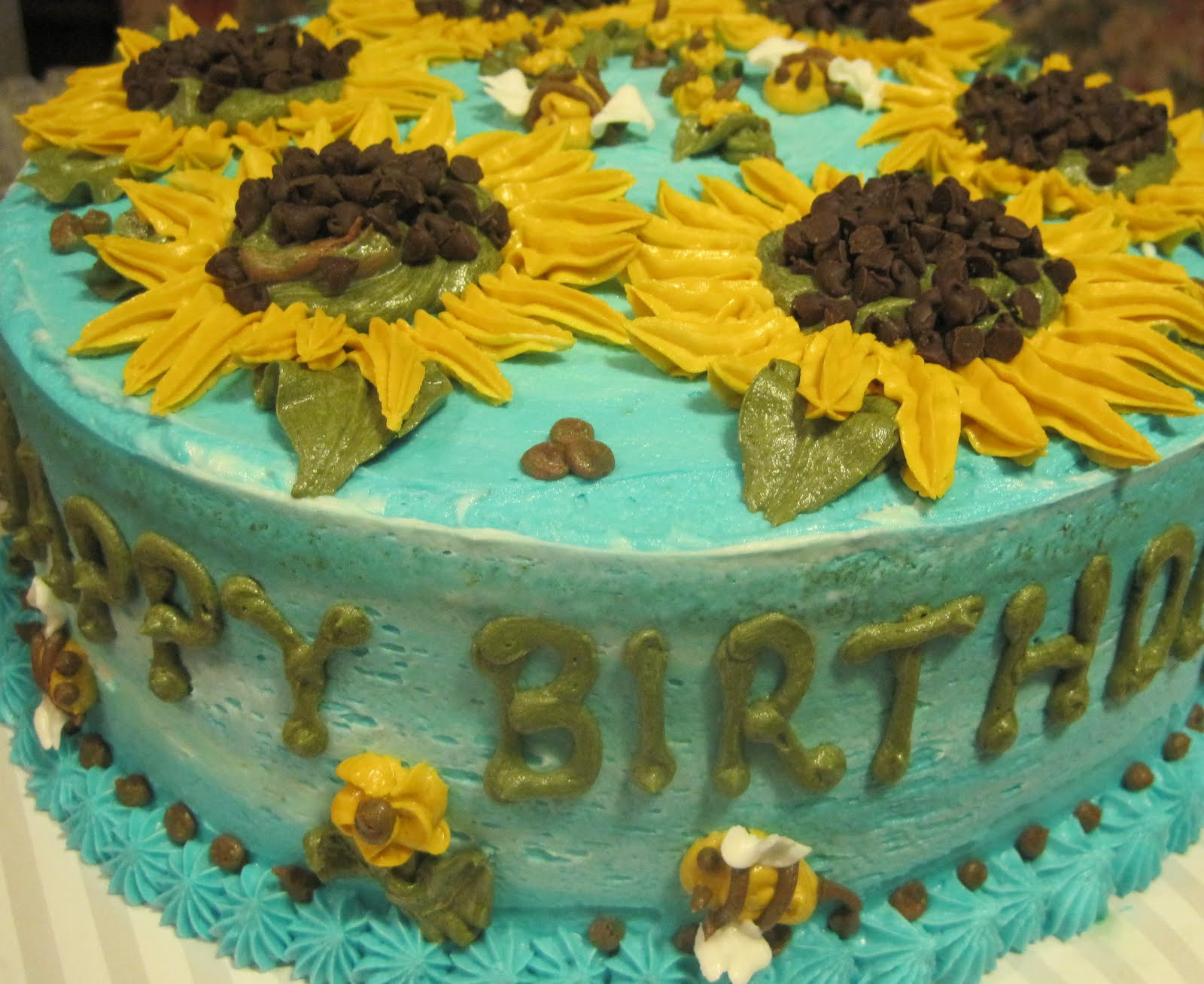 Sunflower Birthday Cake
 Adirondack Baker Sunflower Birthday Cake and Thoughts on