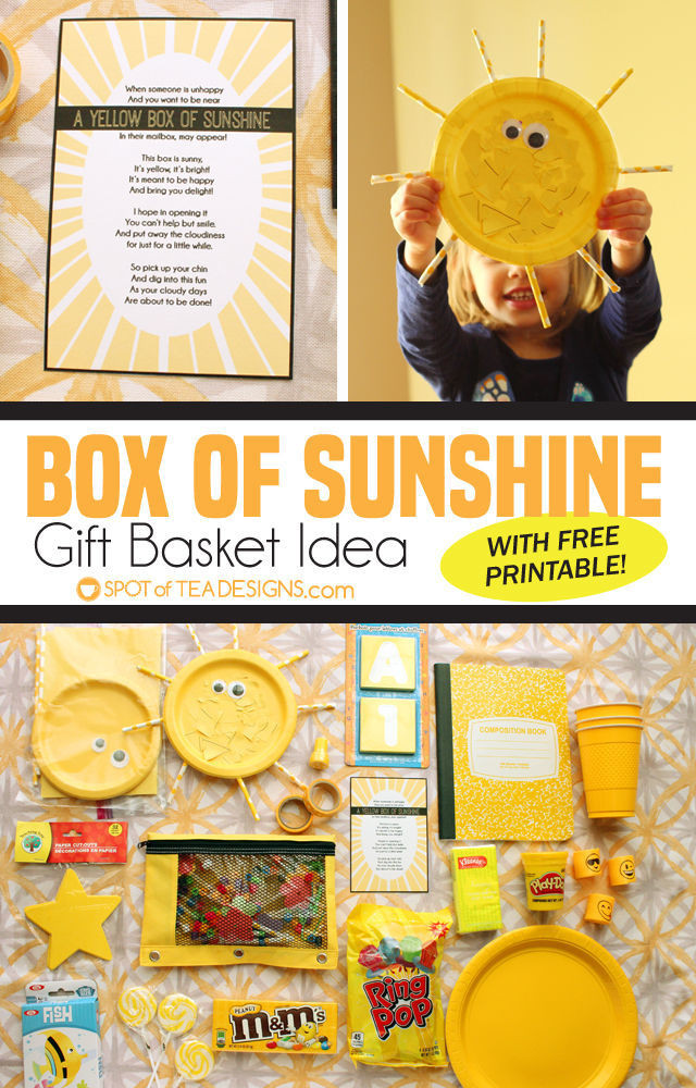 Sunshine Gift Basket Ideas
 Box of Sunshine Gift Basket Idea plus free printable