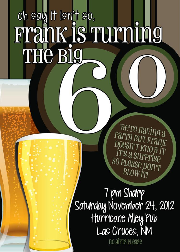 Surprise 60th Birthday Party Invitations
 60th Birthday Surprise Party Invitations Beer Men by