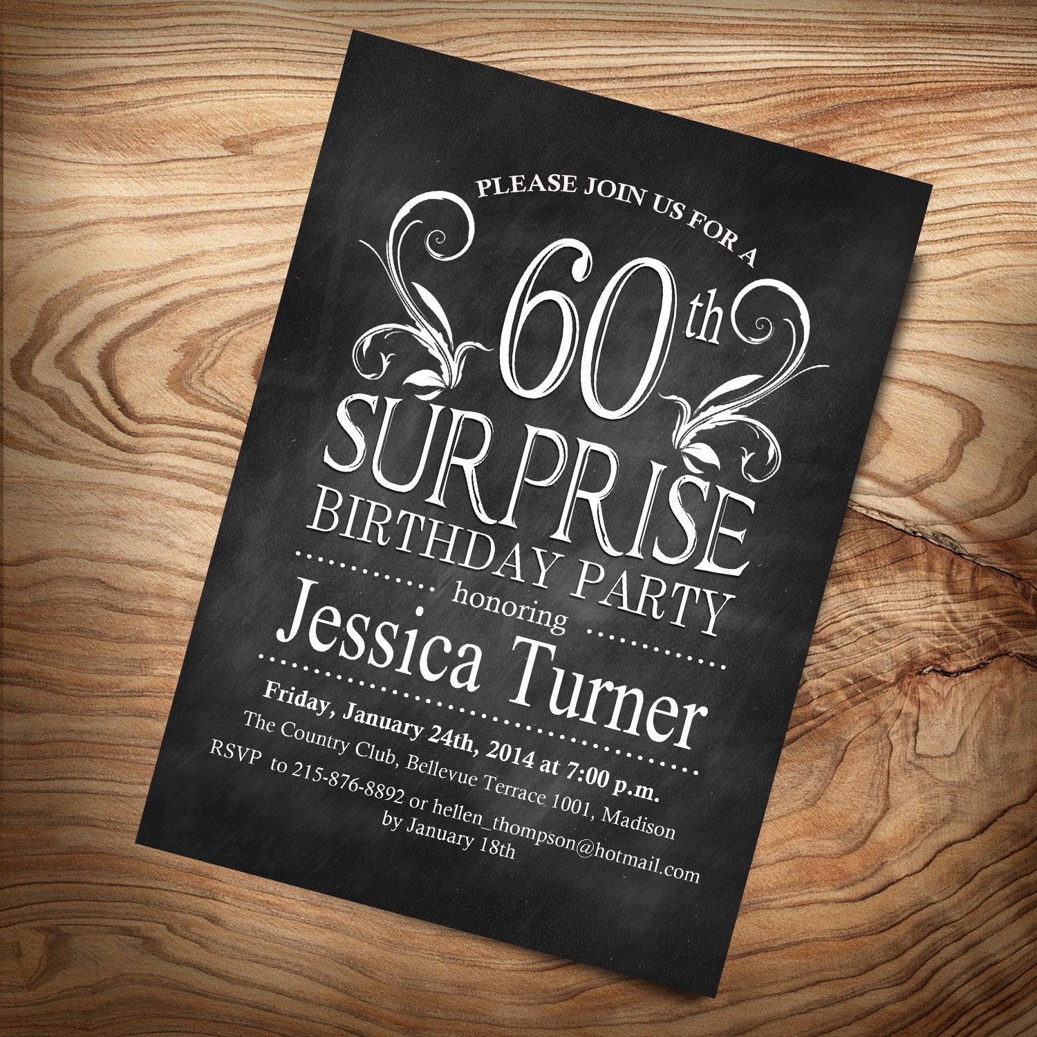 Surprise 60th Birthday Party Invitations
 Surprise 60th Birthday Invitation Any Age Digital